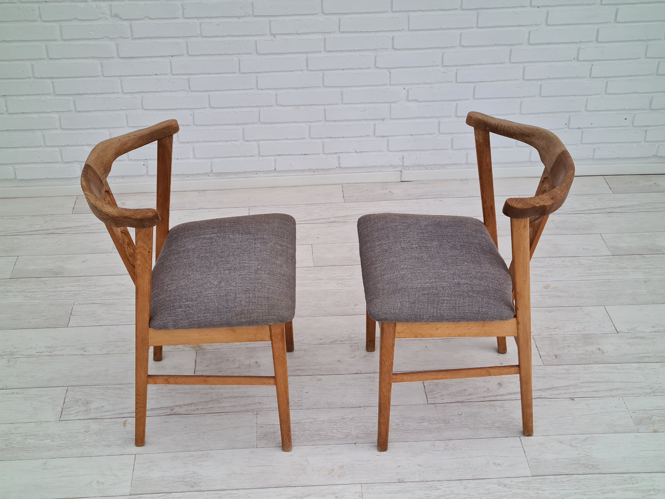 Danish design 70s, pair of dining chairs, solid oak