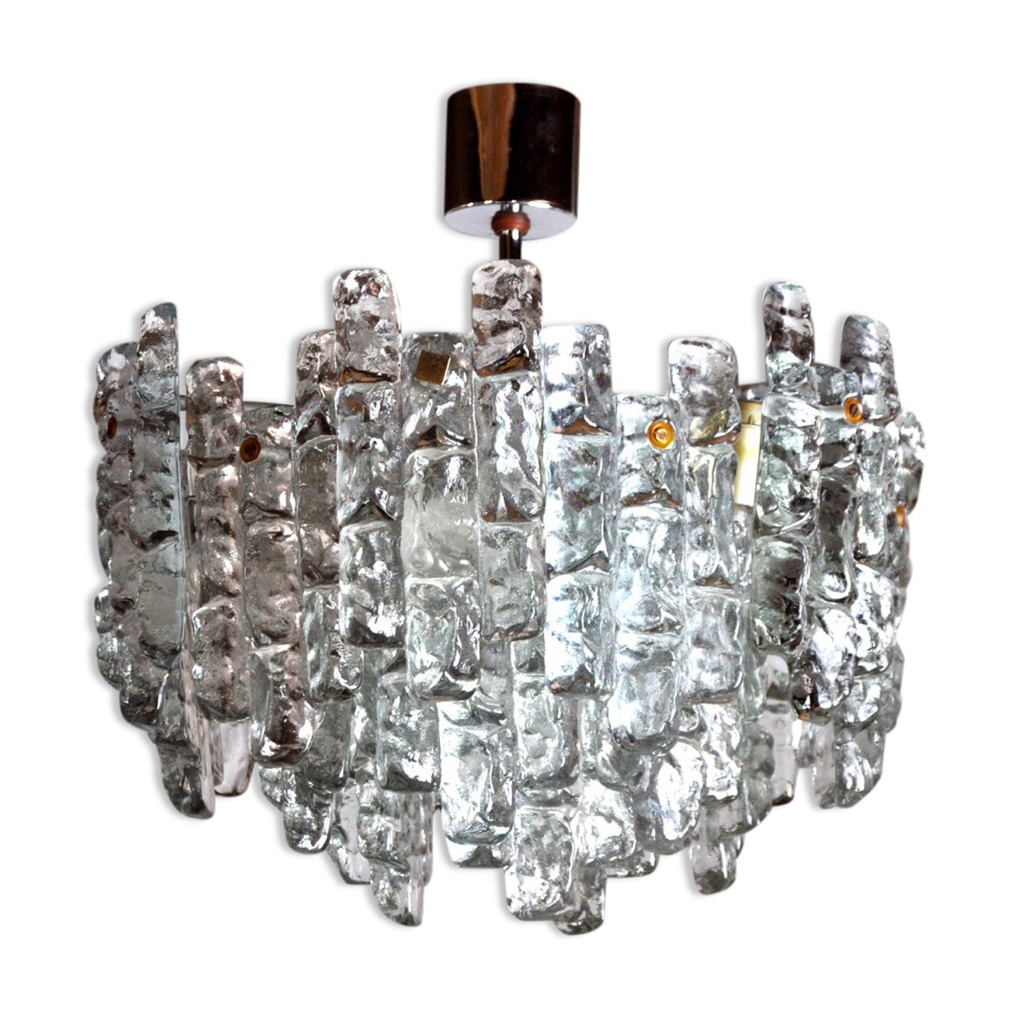 J.T Kalmar 'Glaçon' lustre, frosted glass, Austria, 1970