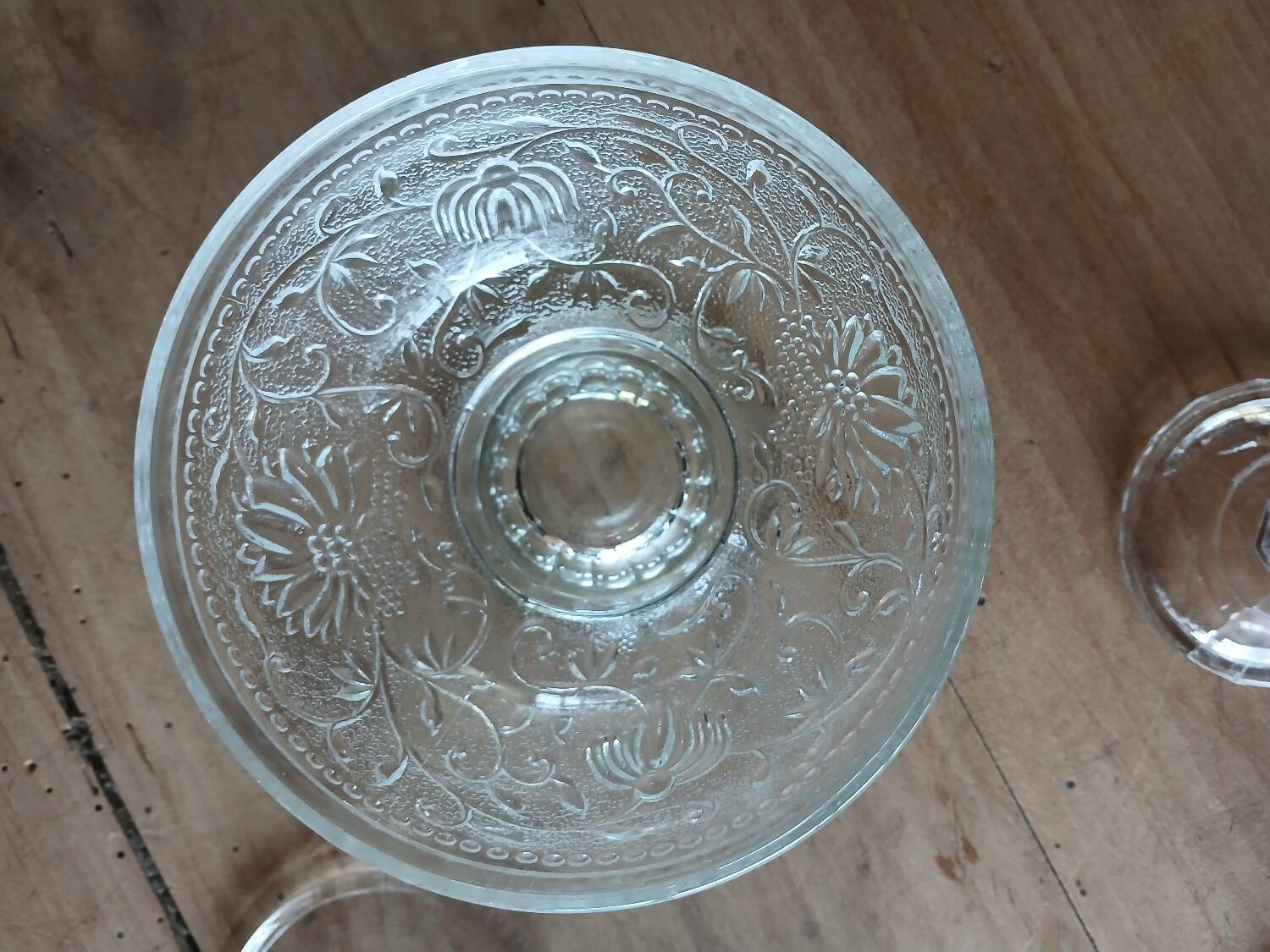 5 antique clear glass cups