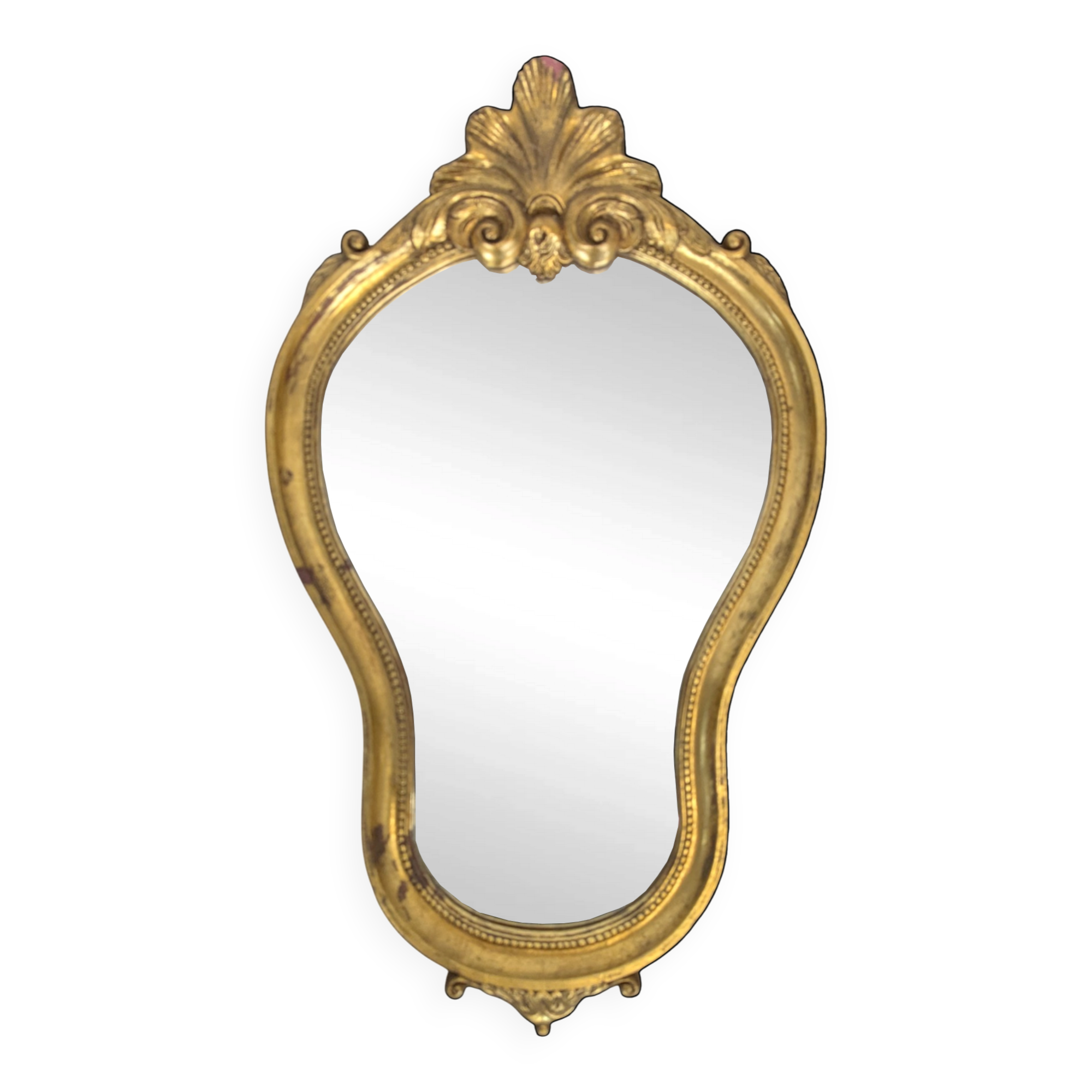 Petit miroir Louis XV en bois doré à coquille