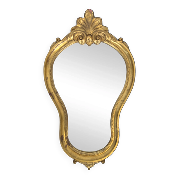 Small Louis XV mirror in gilded wood with a shell design.