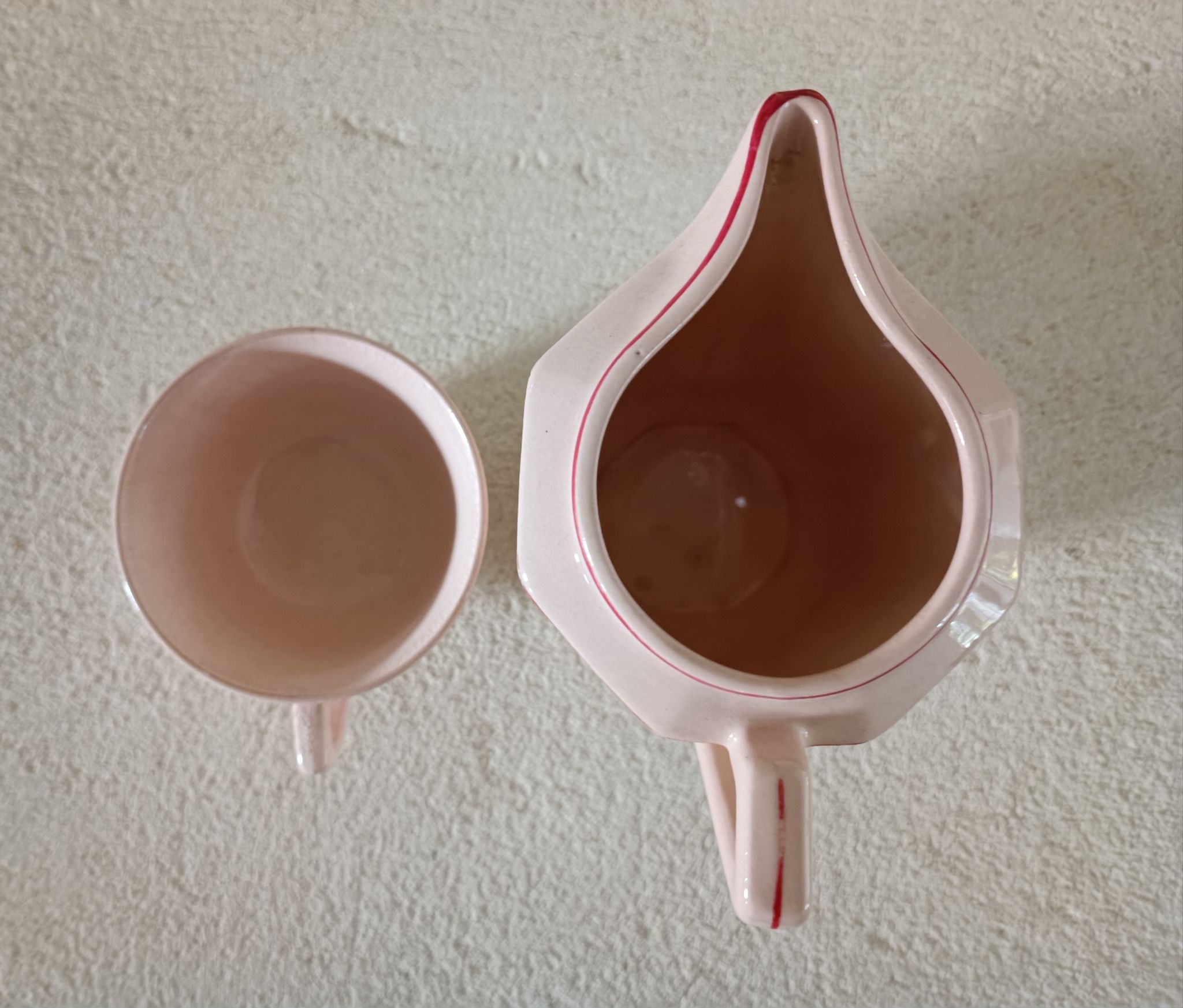 Art Deco ironstone milk jug and cup
