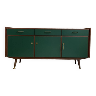 Enfilade des années 1960/70 couleur bois et vert foncé