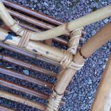 Paire de repose pieds pour fauteuils en rotin vintage