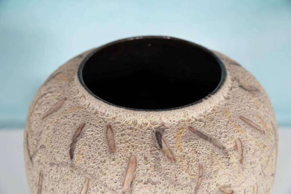 Vintage ceramic vase with glossy lava glaze, foreign vase from the 1960s.