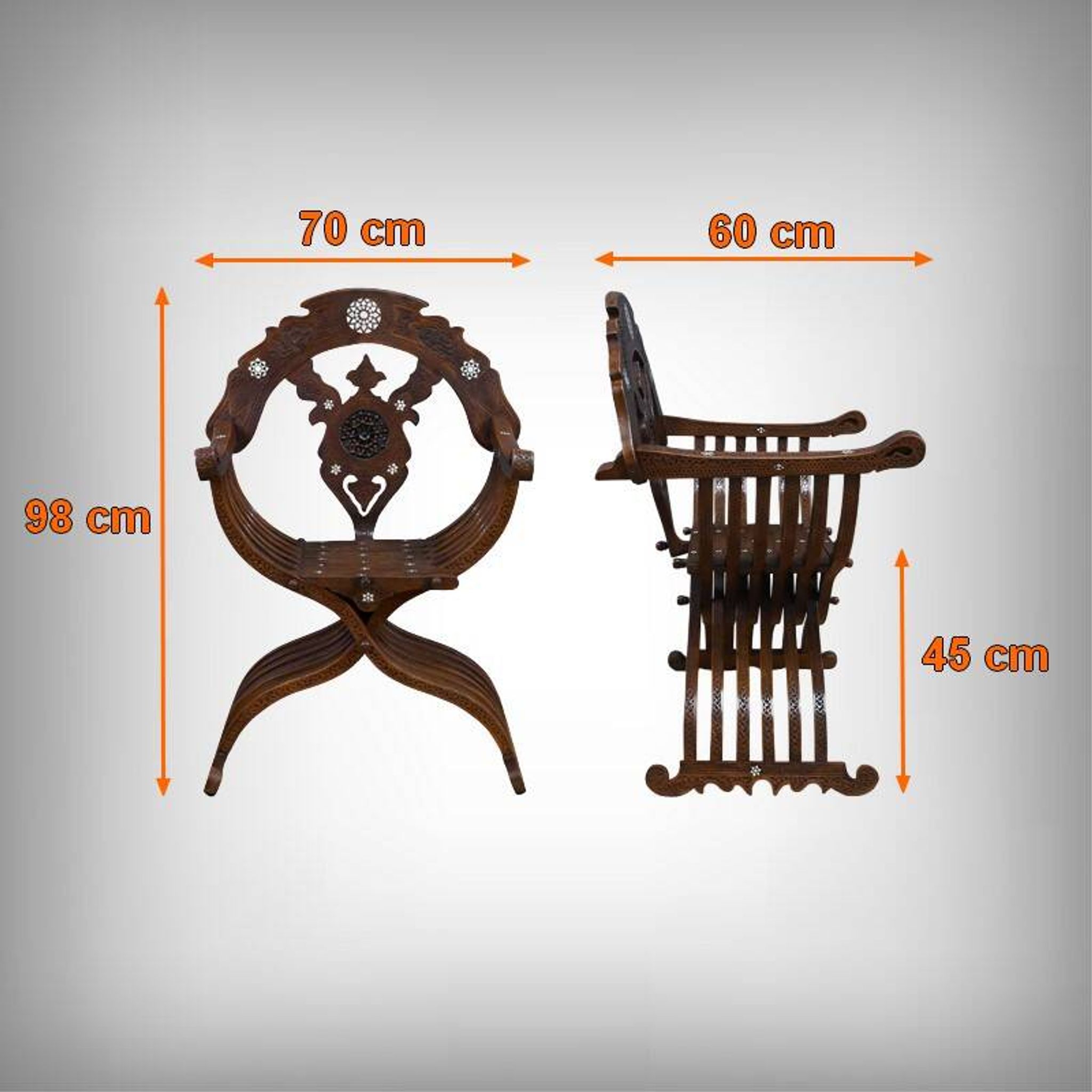 Fauteuil syrien en noyer – fin XIXe