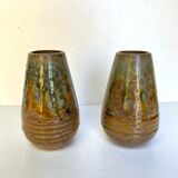 Enamelled stoneware vases