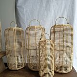 Large lantern-shaped rattan pendant lamp H50 D24