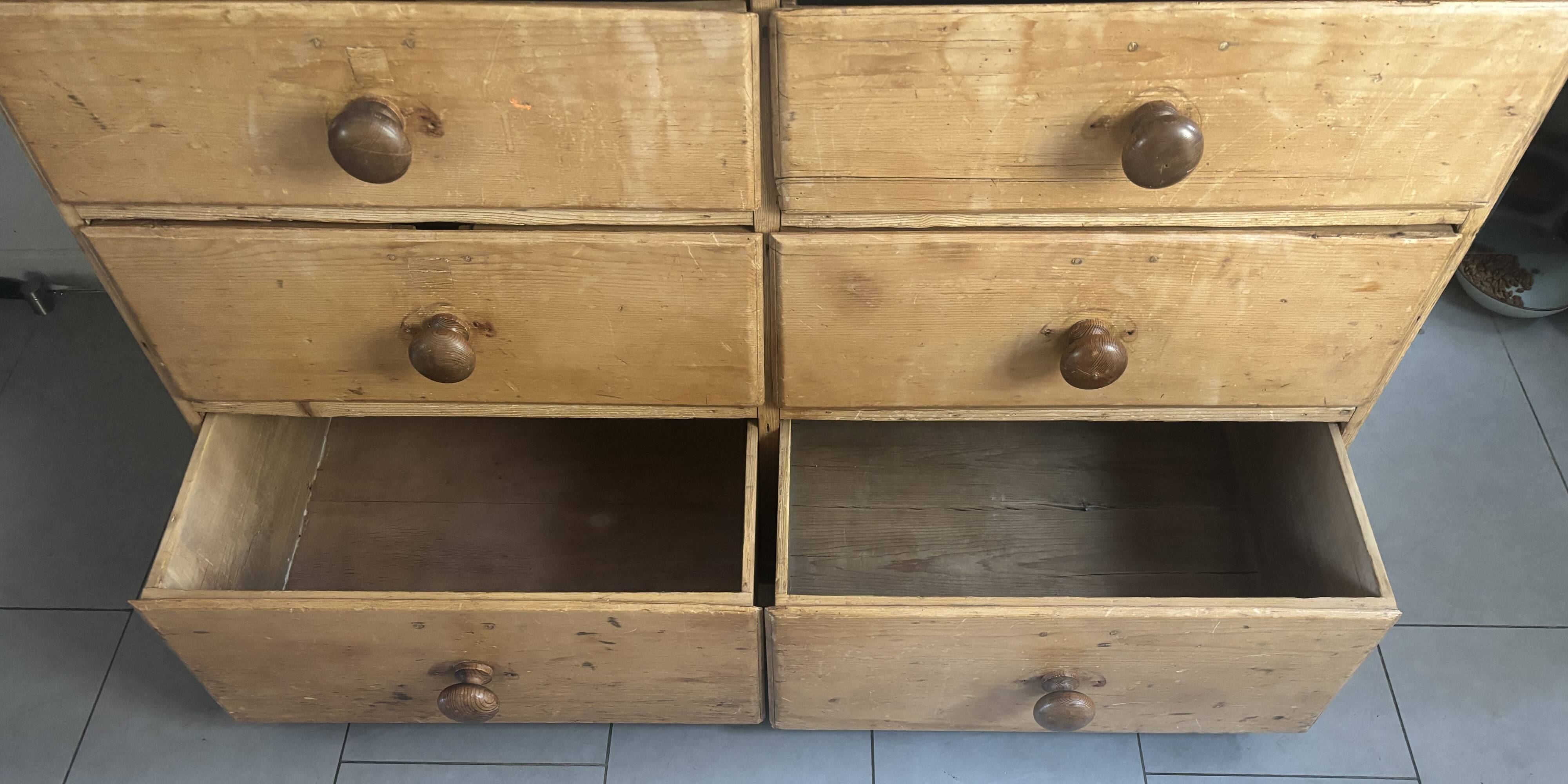 Vintage solid pine English trade counter furniture