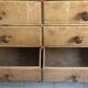 Vintage solid pine English trade counter furniture