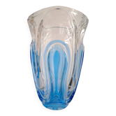 Grand vase en verre pressée bicolore dans le goût Art Déco (Walther Glas, Allemagne, fin XXème)