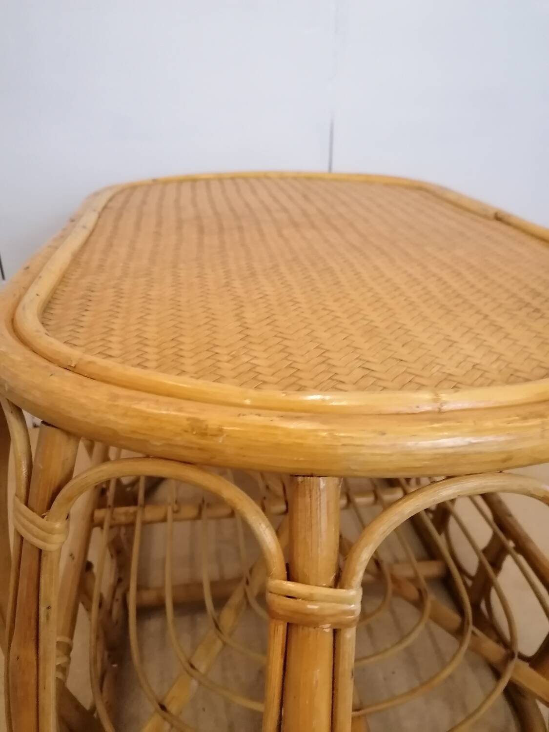 Vintage rattan and wicker coffee table