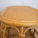 Table basse vintage en rotin et osier