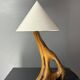 French midcentury brutalist olive wood table lamp, 1950s