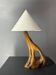 French midcentury brutalist olive wood table lamp, 1950s