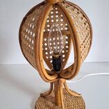 Pair of cane and bamboo lamps