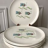 Set of 6 flat plates model Poisson Saint-Amand 50s