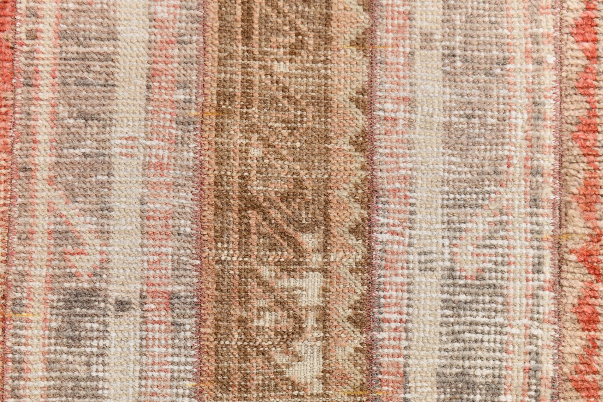 Tapis pour couloir rouge et beige, tapis vintage coureur, 70x289 cm