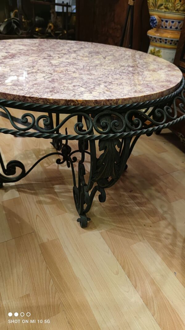 table basse vers 1940/50 en fer forgé