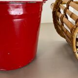 Minimalistic Bamboo Metal Planter Plant Stand Matégot Style, France, 1960s