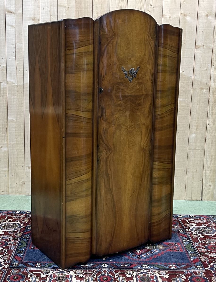 Wardrobe English art deco wardrobe in walnut magnifying glass