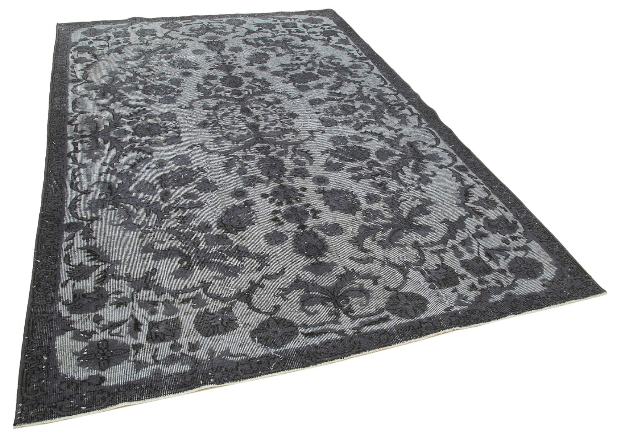 Hand-knotted rustic anatolian 1970s 190 cm x 277 cm grey rug