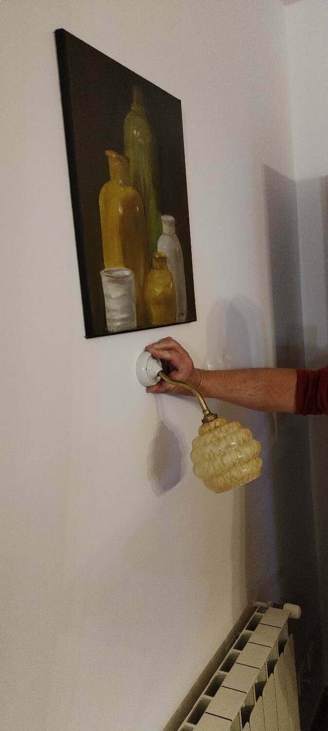 Clichy yellow glass swan neck wall light
