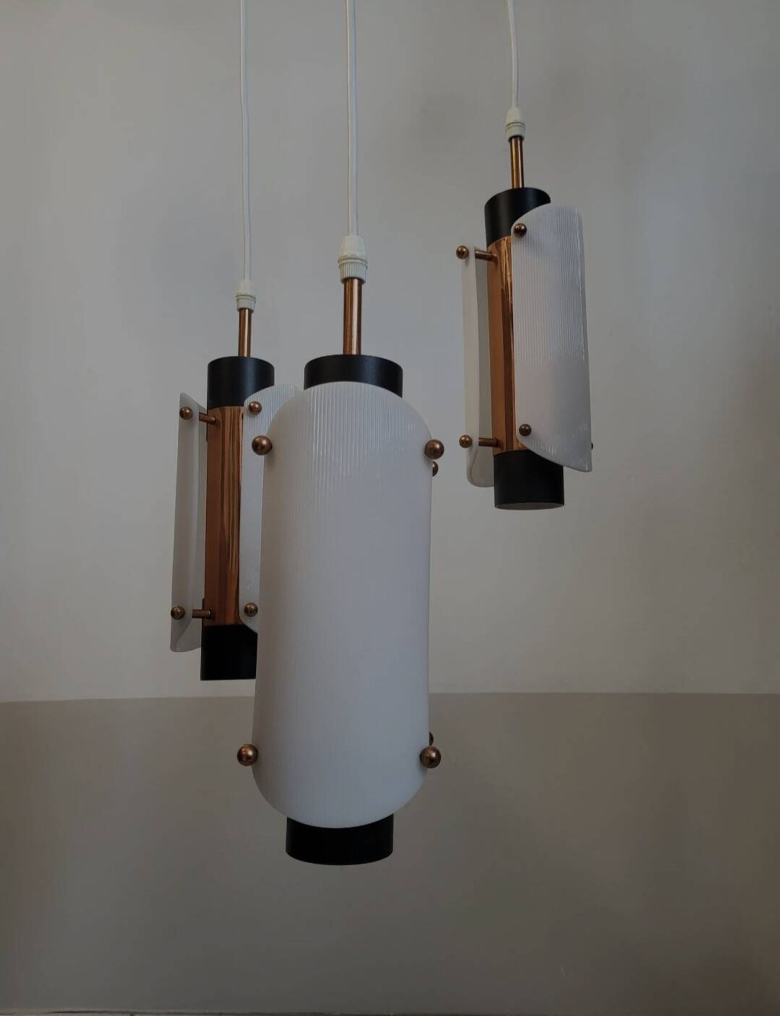 Vintage Scandinavian suspension in plexiglass and copper, probably Danish.