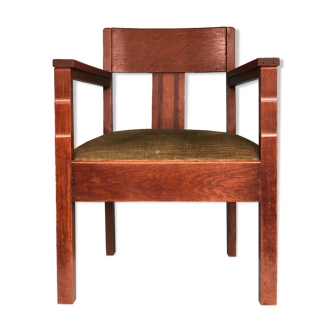 Oak Art Deco Amsterdam School Armchair 1920s