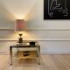Brass coffee table, double trays in smoked glass, 1970