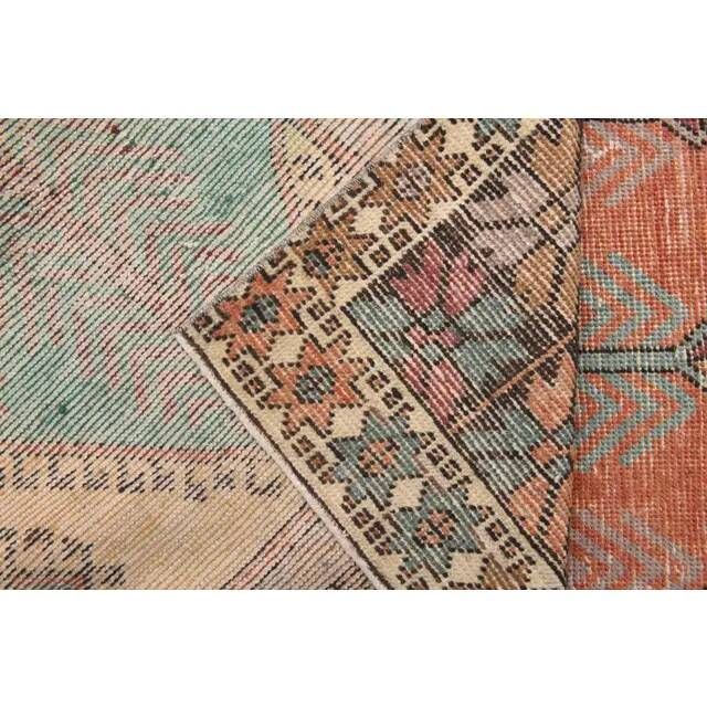 1970s Vintage Turkish Hand-Knotted Wool Cotton Orange Runner Rug 143x339