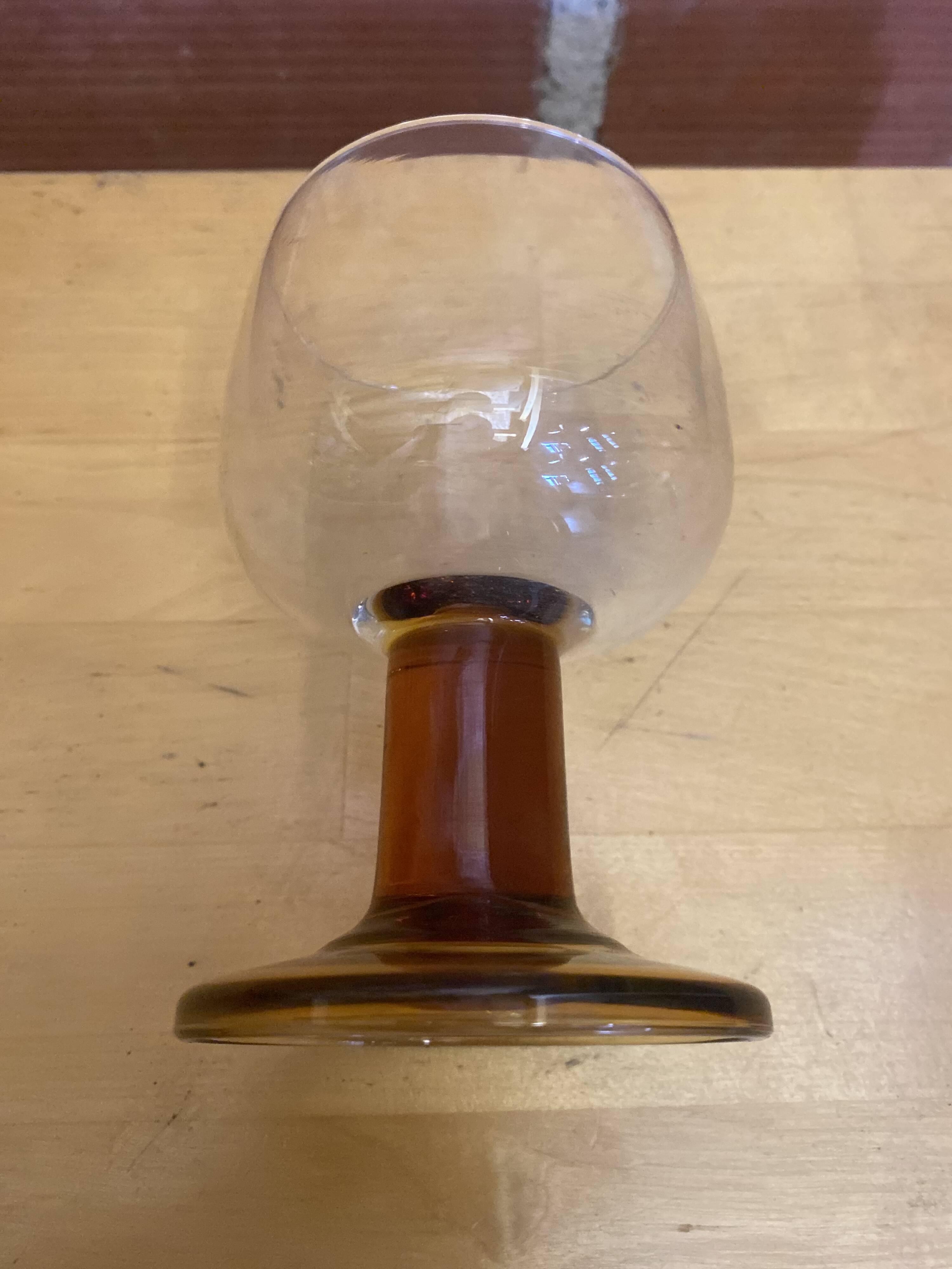 Set of 6 luminarc stemmed glasses transparent & amber vintage #e00