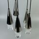 60s 70s hanging lamp cascade lamp 5 lights glass & chrome space age design