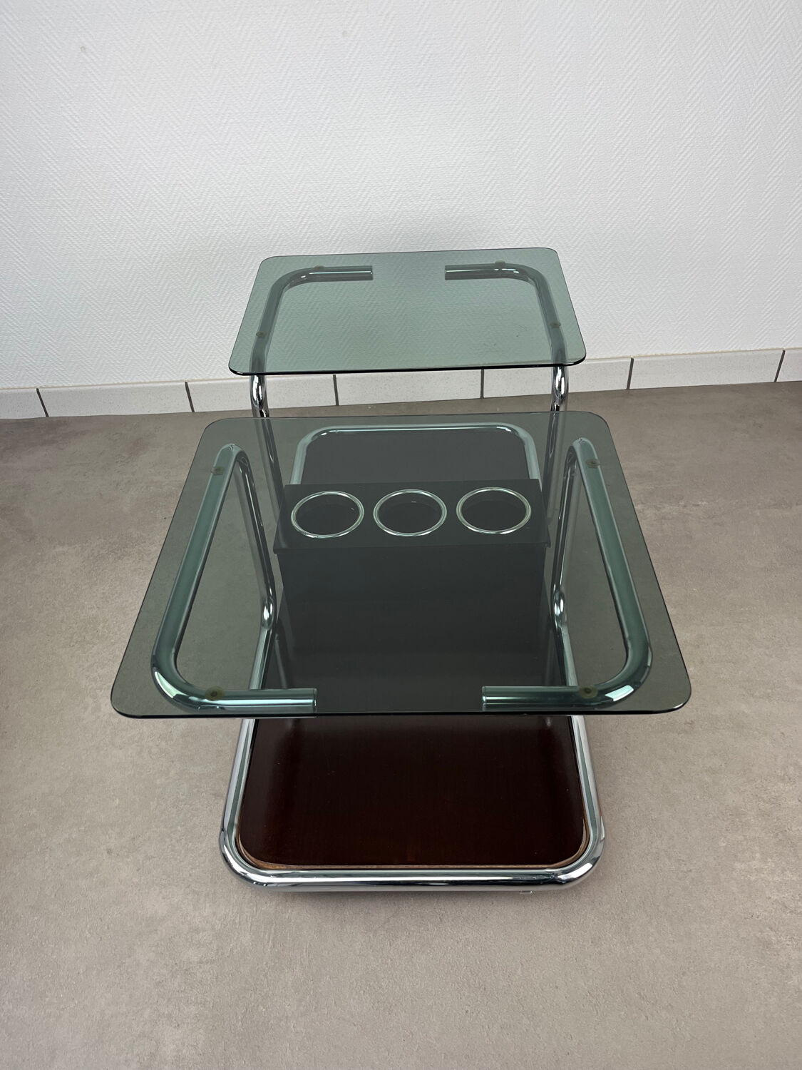 Chrome and smoked glass coffee table from the 70s.