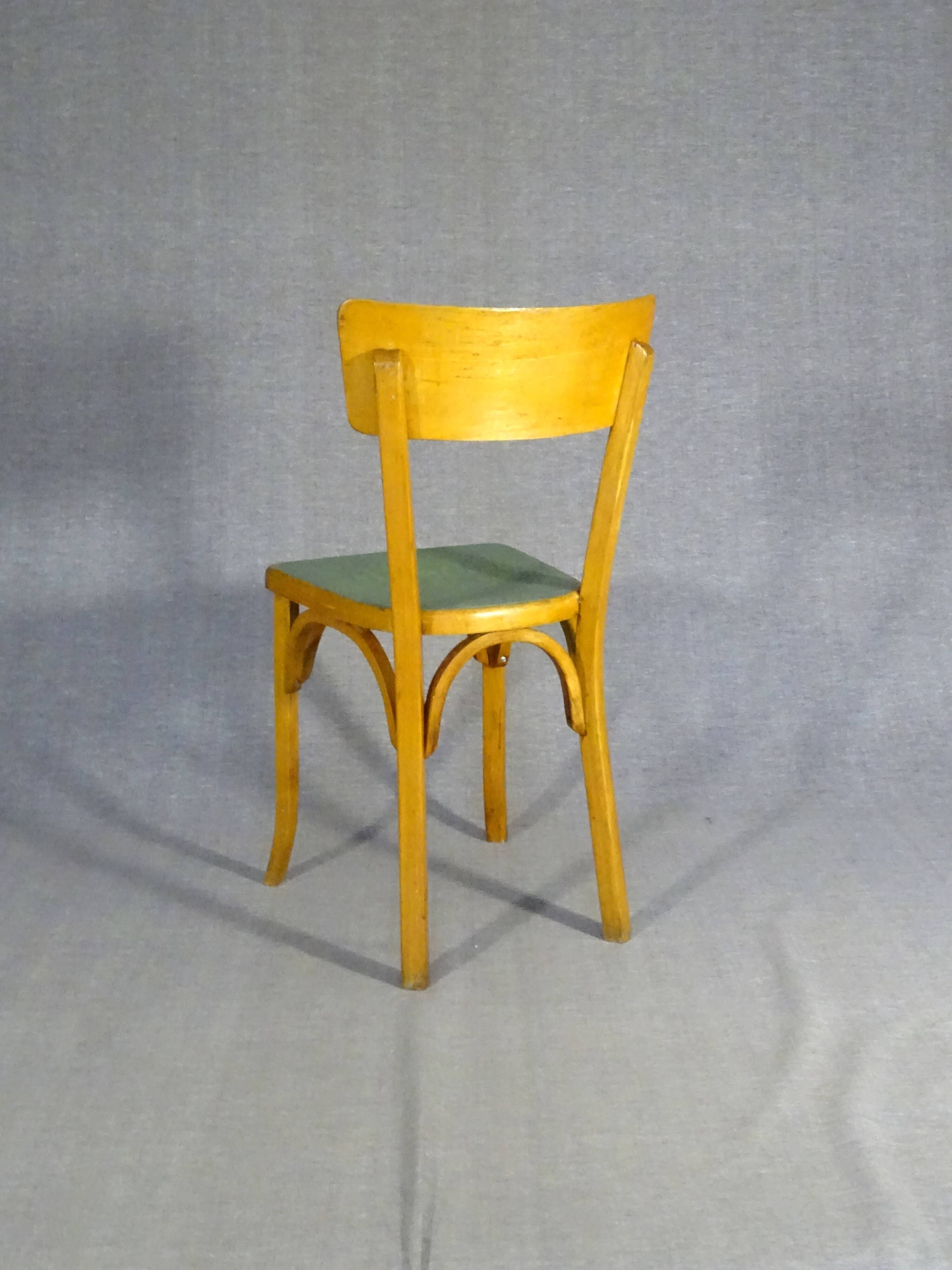 Set de 4 chaises Baumann 1955, cuisine - bistrot, assises linoléum