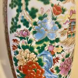 Chinese baluster porcelain vase with polychrome decoration of flowers and pagoda size xxl