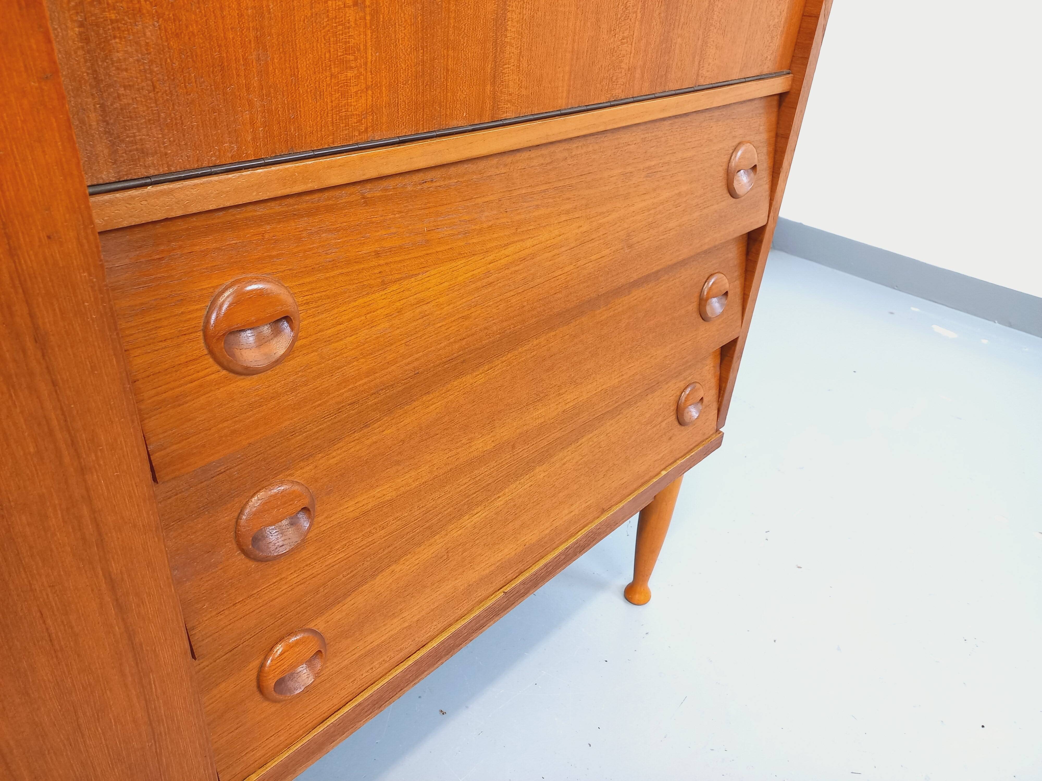 Vintage Scandinavian-style teak secretary cabinet