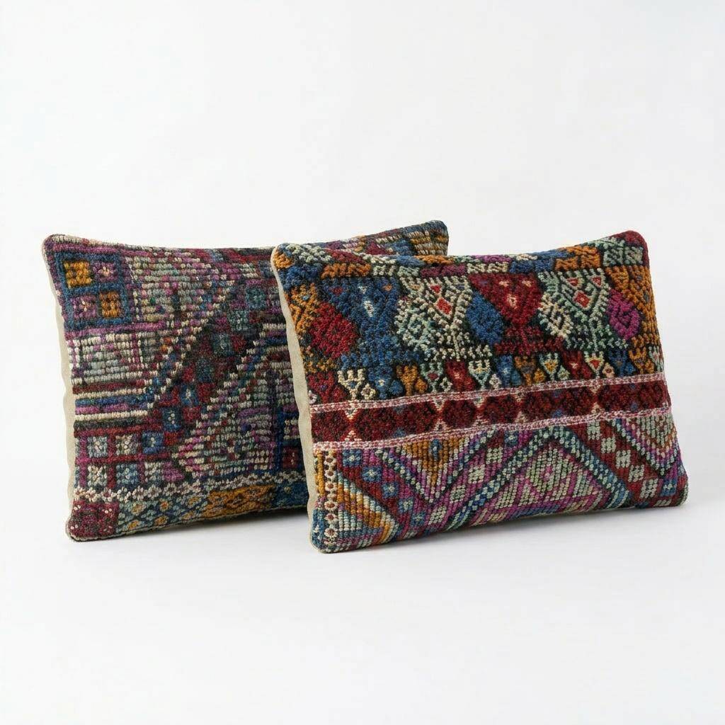 Set of 2 vintage kilim cushion covers 33x51 cm