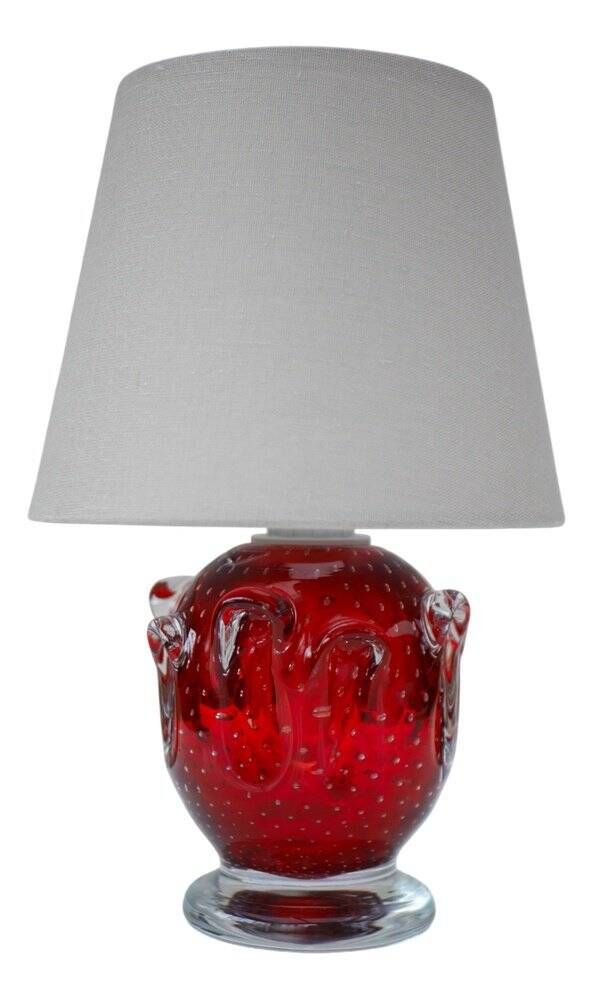 Red crystal glass lamp by Börne Augustsson for Åseda