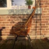 Rattan shell armchair (metal feet)