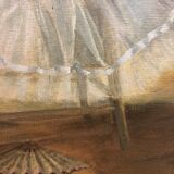 Old portrait of a ballet dancer with her pediment frame