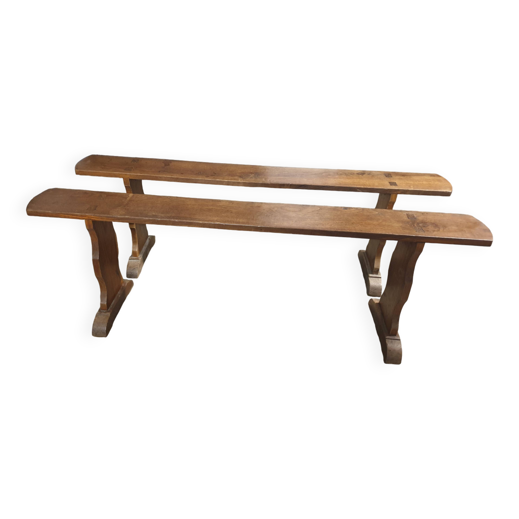 2 solid oak farm benches