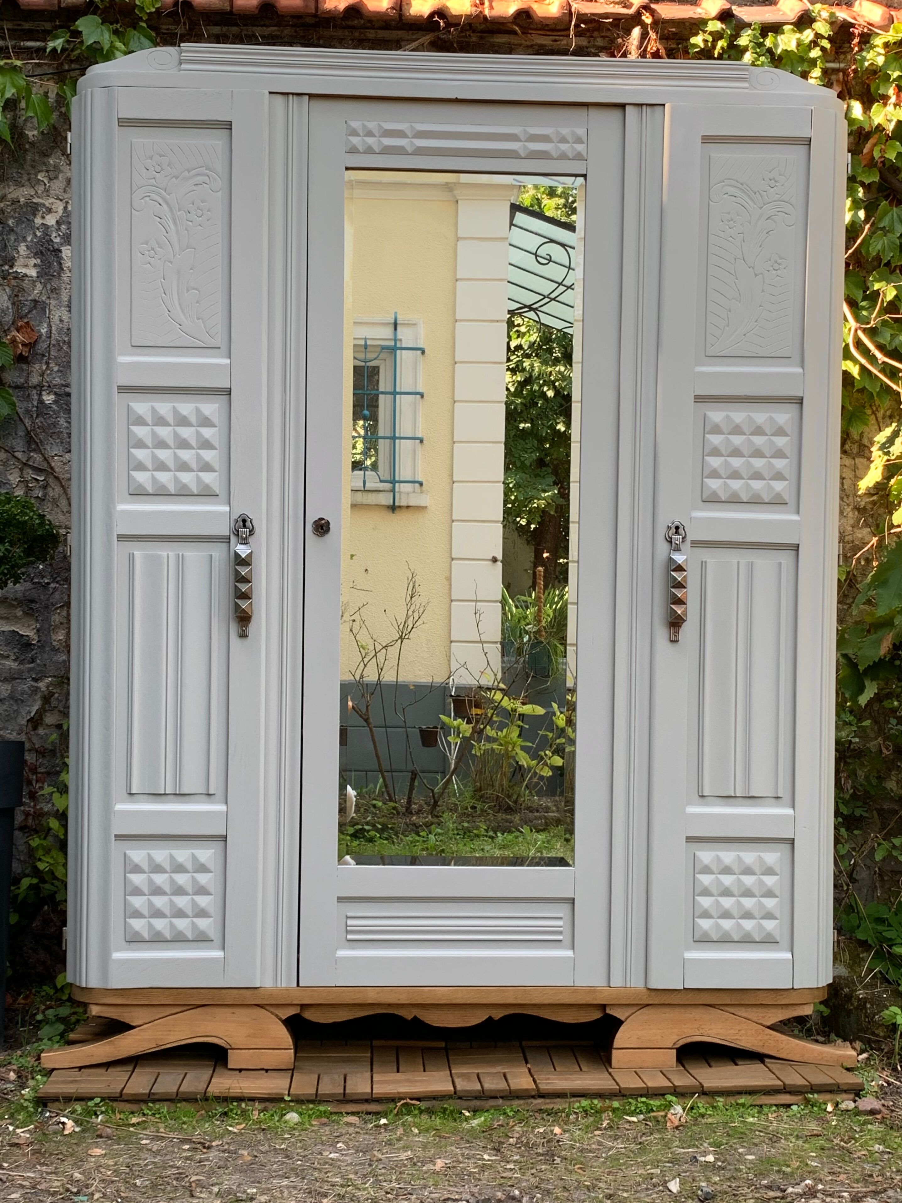 Parisian art deco wardrobe solid oak 1930