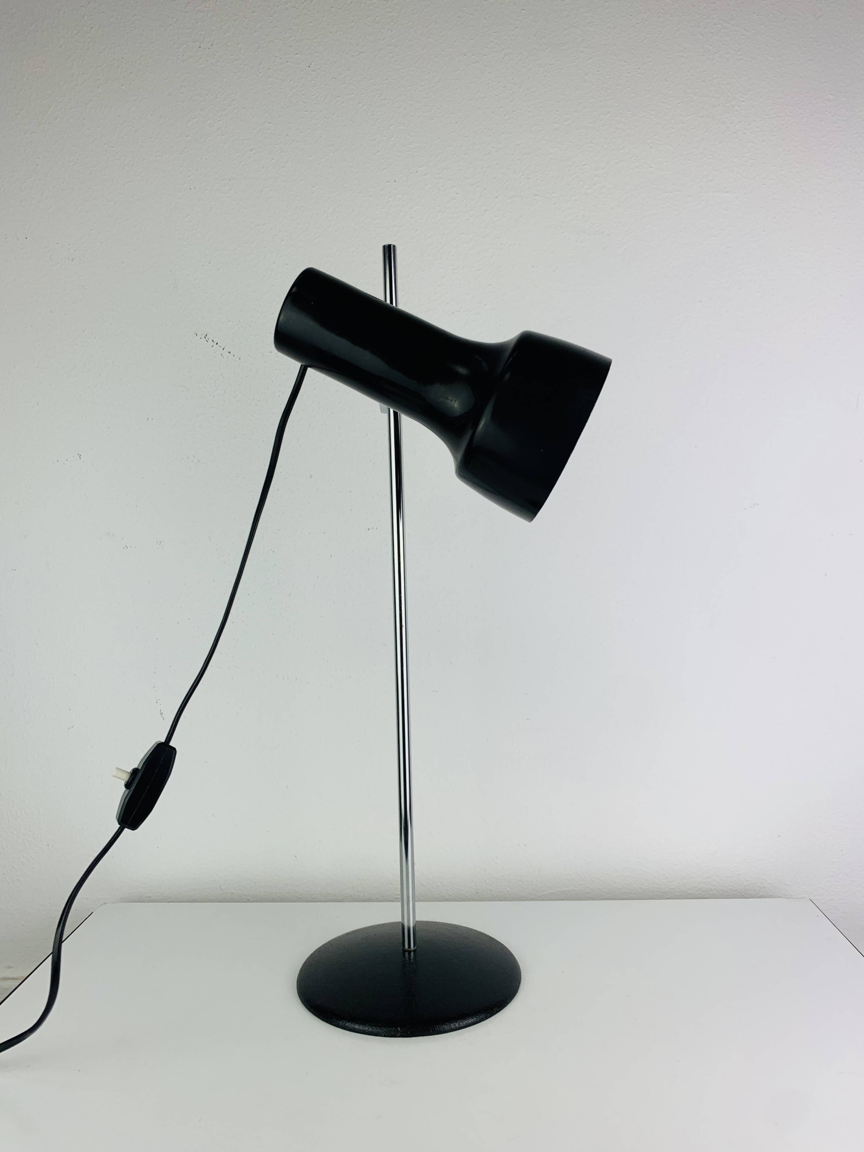 Lampe de bureau spot noir et chrome, années 60, réglable