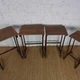 4 nesting tables in art nouveau wood with floral decor
