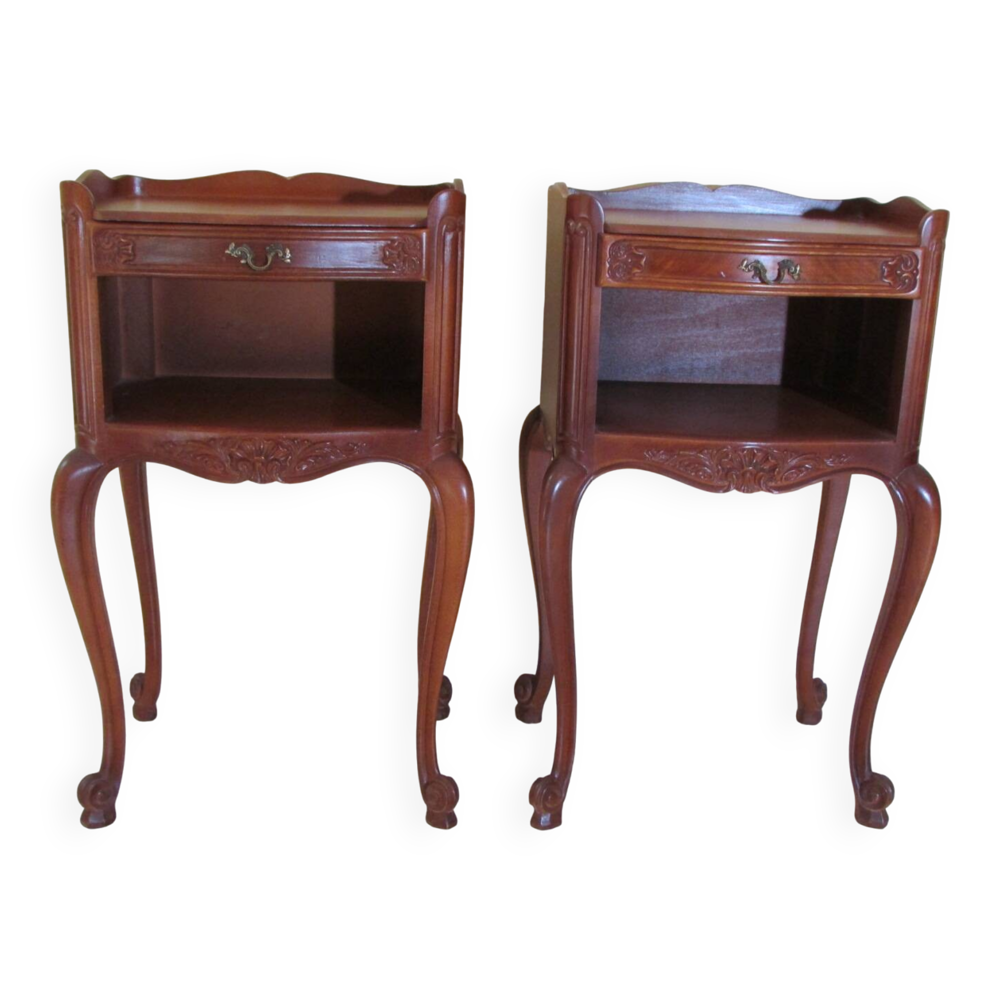 Pair of cherry wood bedside tables, Louis XV style