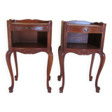 Pair of cherry wood bedside tables, Louis XV style