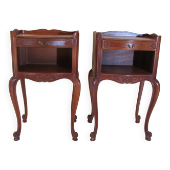 Pair of cherry wood bedside tables, Louis XV style