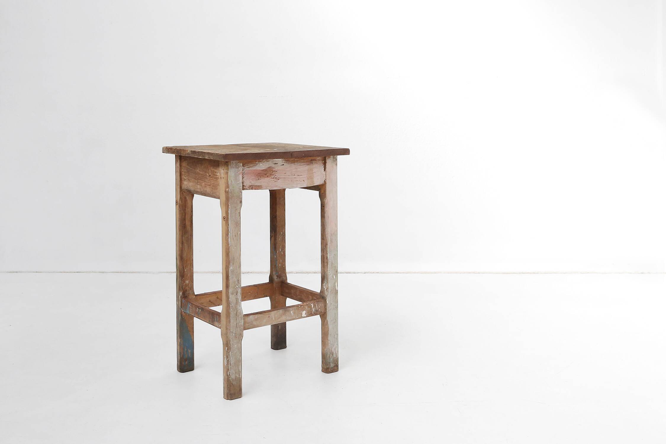 Industrial console table with patinated colorful paint, Belgium ca. 1950