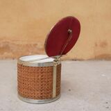 Vintage rattan ice bucket by Kraftware N.Y.C.